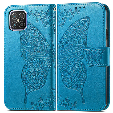 Funda de Cuero Cartera con Soporte Mariposa Carcasa para Huawei Nova 8 SE 4G Azul