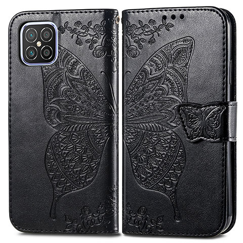 Funda de Cuero Cartera con Soporte Mariposa Carcasa para Huawei Nova 8 SE 4G Negro