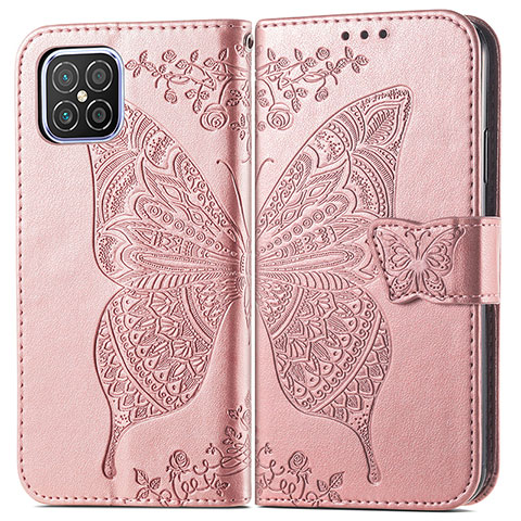 Funda de Cuero Cartera con Soporte Mariposa Carcasa para Huawei Nova 8 SE 4G Oro Rosa