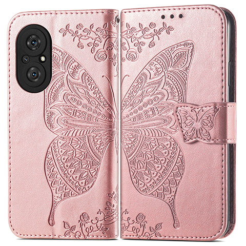 Funda de Cuero Cartera con Soporte Mariposa Carcasa para Huawei Nova 9 SE Oro Rosa