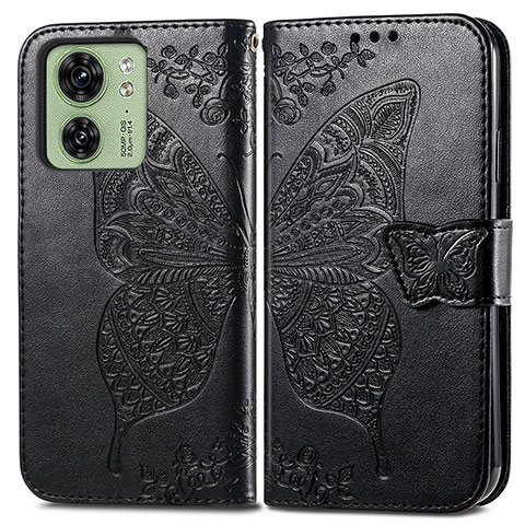 Funda de Cuero Cartera con Soporte Mariposa Carcasa para Motorola Moto Edge 40 5G Negro