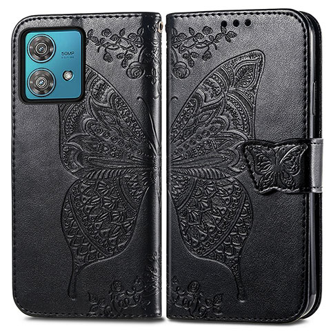 Funda de Cuero Cartera con Soporte Mariposa Carcasa para Motorola Moto Edge 40 Neo 5G Negro