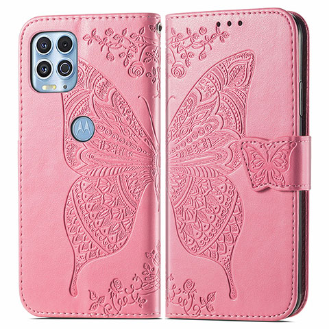 Funda de Cuero Cartera con Soporte Mariposa Carcasa para Motorola Moto Edge S 5G Rosa Roja