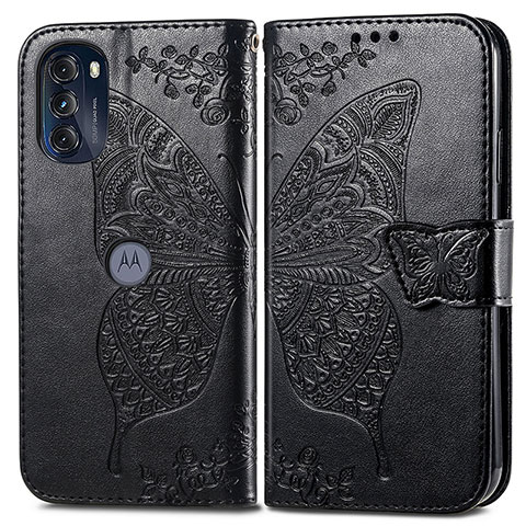 Funda de Cuero Cartera con Soporte Mariposa Carcasa para Motorola Moto G 5G (2022) Negro