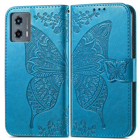 Funda de Cuero Cartera con Soporte Mariposa Carcasa para Motorola Moto G 5G (2023) Azul