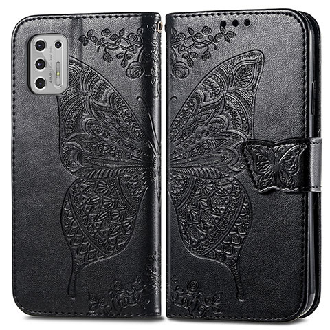 Funda de Cuero Cartera con Soporte Mariposa Carcasa para Motorola Moto G Stylus (2021) Negro