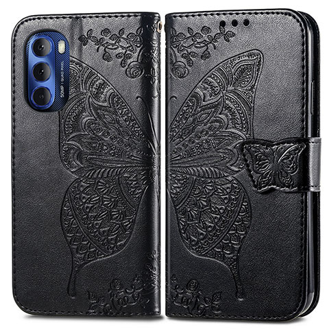 Funda de Cuero Cartera con Soporte Mariposa Carcasa para Motorola Moto G Stylus (2022) 4G Negro