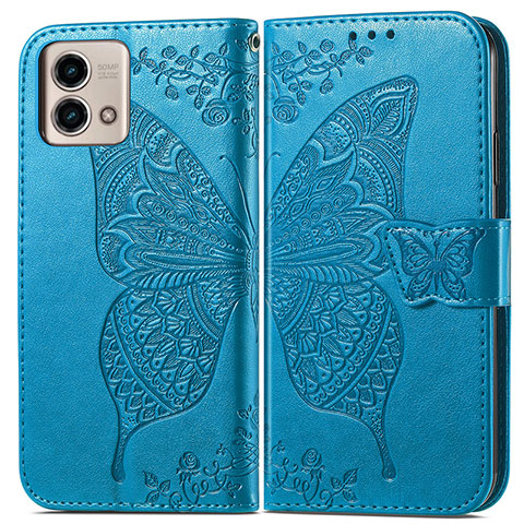 Funda de Cuero Cartera con Soporte Mariposa Carcasa para Motorola Moto G Stylus (2023) 4G Azul