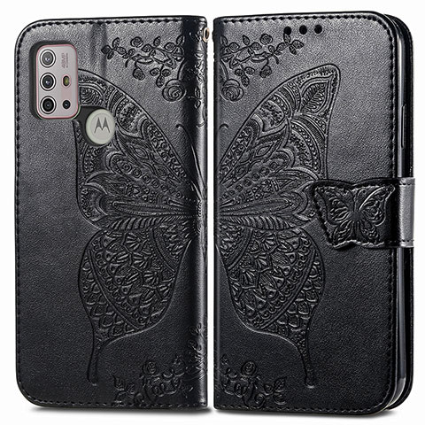 Funda de Cuero Cartera con Soporte Mariposa Carcasa para Motorola Moto G10 Power Negro