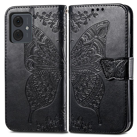 Funda de Cuero Cartera con Soporte Mariposa Carcasa para Motorola Moto G14 Negro