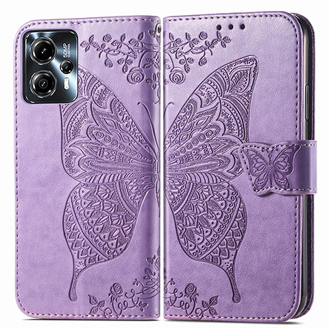 Funda de Cuero Cartera con Soporte Mariposa Carcasa para Motorola Moto G23 Purpura Claro