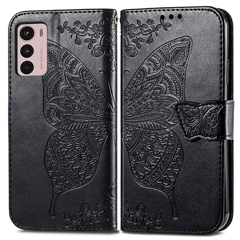 Funda de Cuero Cartera con Soporte Mariposa Carcasa para Motorola Moto G42 Negro