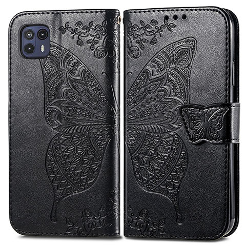 Funda de Cuero Cartera con Soporte Mariposa Carcasa para Motorola Moto G50 5G Negro