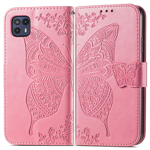 Funda de Cuero Cartera con Soporte Mariposa Carcasa para Motorola Moto G50 5G Rosa Roja