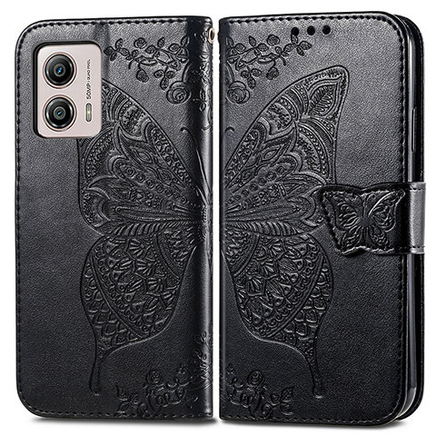 Funda de Cuero Cartera con Soporte Mariposa Carcasa para Motorola Moto G53y 5G Negro