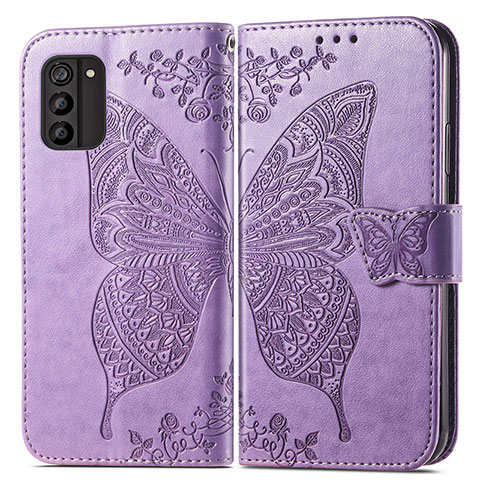 Funda de Cuero Cartera con Soporte Mariposa Carcasa para Nokia G100 Purpura Claro