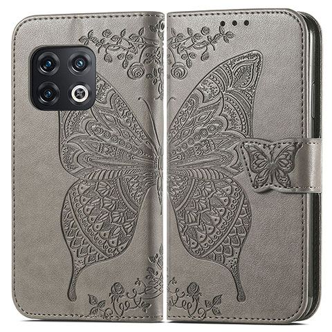 Funda de Cuero Cartera con Soporte Mariposa Carcasa para OnePlus 10 Pro 5G Gris