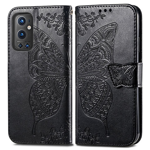 Funda de Cuero Cartera con Soporte Mariposa Carcasa para OnePlus 9 Pro 5G Negro