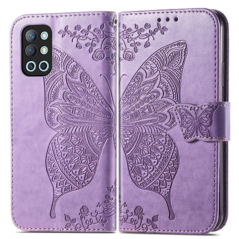 Funda de Cuero Cartera con Soporte Mariposa Carcasa para OnePlus 9R 5G Purpura Claro