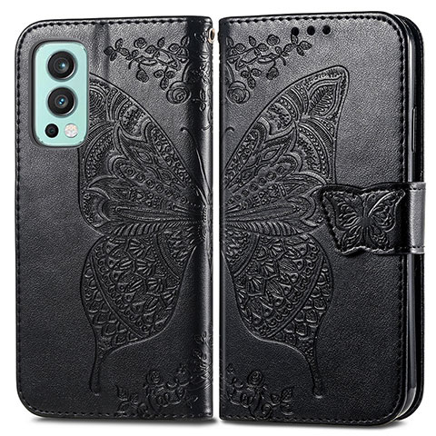 Funda de Cuero Cartera con Soporte Mariposa Carcasa para OnePlus Nord 2 5G Negro