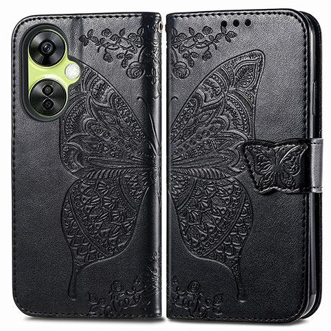 Funda de Cuero Cartera con Soporte Mariposa Carcasa para OnePlus Nord CE 3 5G Negro