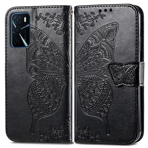 Funda de Cuero Cartera con Soporte Mariposa Carcasa para Oppo A16 Negro