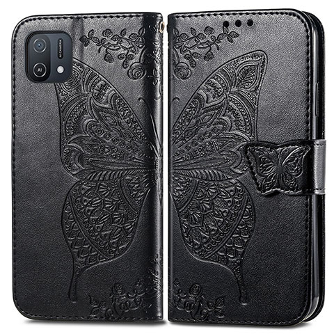 Funda de Cuero Cartera con Soporte Mariposa Carcasa para Oppo A16e Negro