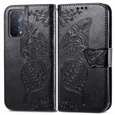 Funda de Cuero Cartera con Soporte Mariposa Carcasa para Oppo A54 5G Negro