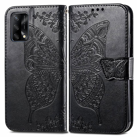 Funda de Cuero Cartera con Soporte Mariposa Carcasa para Oppo A74 4G Negro