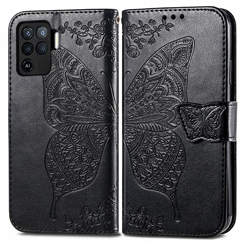 Funda de Cuero Cartera con Soporte Mariposa Carcasa para Oppo A94 4G Negro