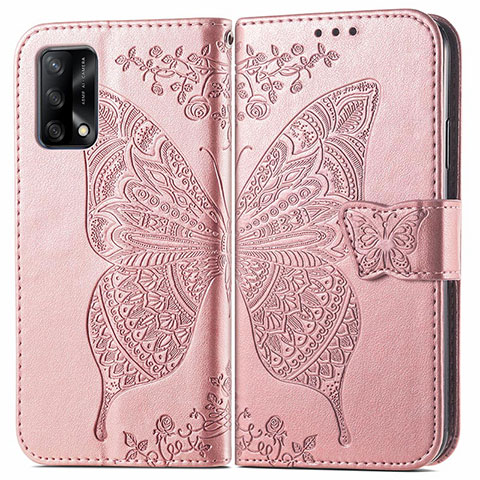 Funda de Cuero Cartera con Soporte Mariposa Carcasa para Oppo A95 4G Rosa