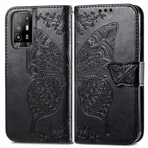 Funda de Cuero Cartera con Soporte Mariposa Carcasa para Oppo F19 Pro+ Plus 5G Negro