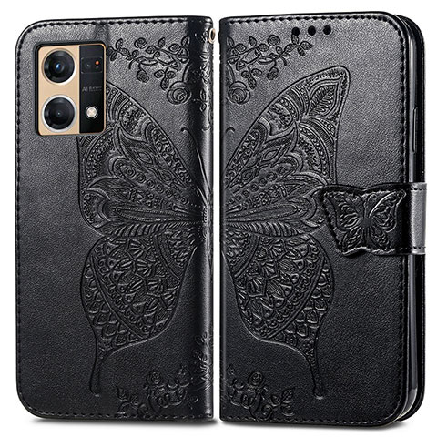 Funda de Cuero Cartera con Soporte Mariposa Carcasa para Oppo F21s Pro 4G Negro