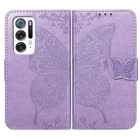 Funda de Cuero Cartera con Soporte Mariposa Carcasa para Oppo Find N 5G Purpura Claro