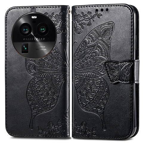 Funda de Cuero Cartera con Soporte Mariposa Carcasa para Oppo Find X6 5G Negro