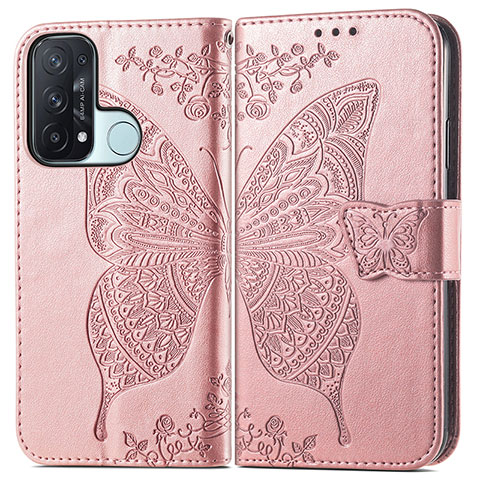 Funda de Cuero Cartera con Soporte Mariposa Carcasa para Oppo Reno5 A Rosa