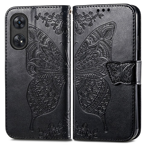 Funda de Cuero Cartera con Soporte Mariposa Carcasa para Oppo Reno8 T 4G Negro