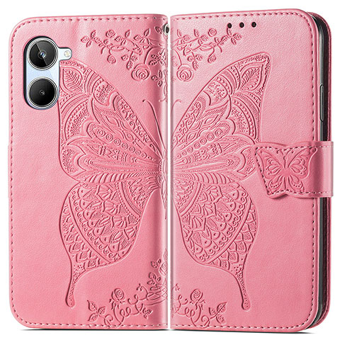 Funda de Cuero Cartera con Soporte Mariposa Carcasa para Realme 10 4G Rosa Roja