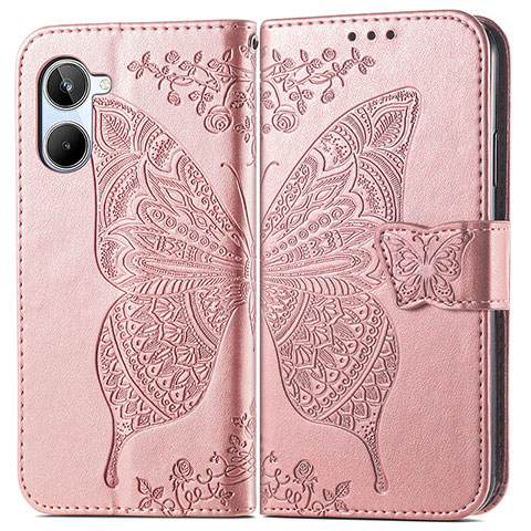 Funda de Cuero Cartera con Soporte Mariposa Carcasa para Realme 10 Pro 5G Oro Rosa