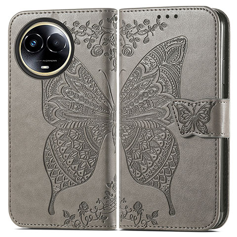 Funda de Cuero Cartera con Soporte Mariposa Carcasa para Realme 11 5G Gris