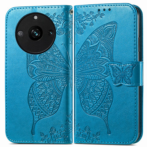 Funda de Cuero Cartera con Soporte Mariposa Carcasa para Realme 11 Pro+ Plus 5G Azul