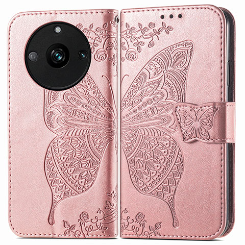 Funda de Cuero Cartera con Soporte Mariposa Carcasa para Realme 11 Pro+ Plus 5G Oro Rosa