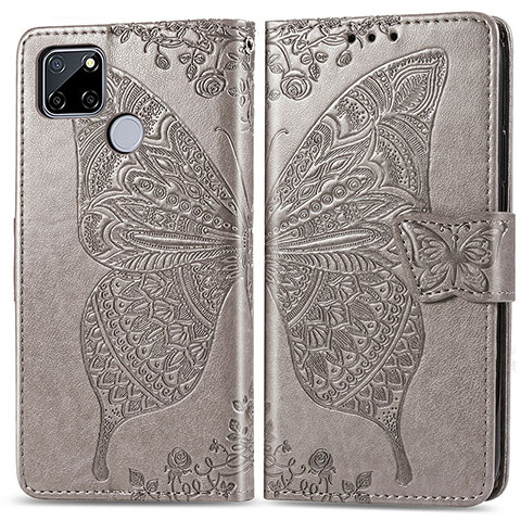 Funda de Cuero Cartera con Soporte Mariposa Carcasa para Realme 7i RMX2193 Gris