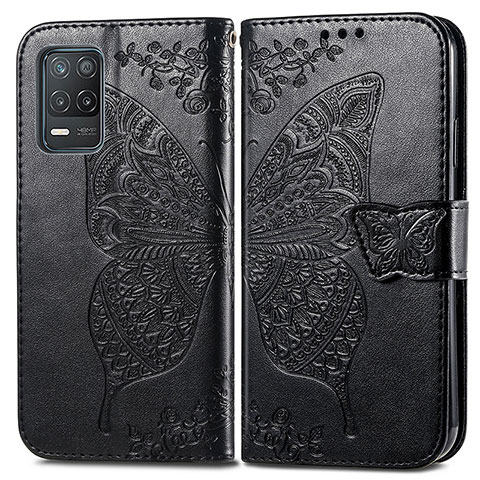 Funda de Cuero Cartera con Soporte Mariposa Carcasa para Realme 8 5G Negro