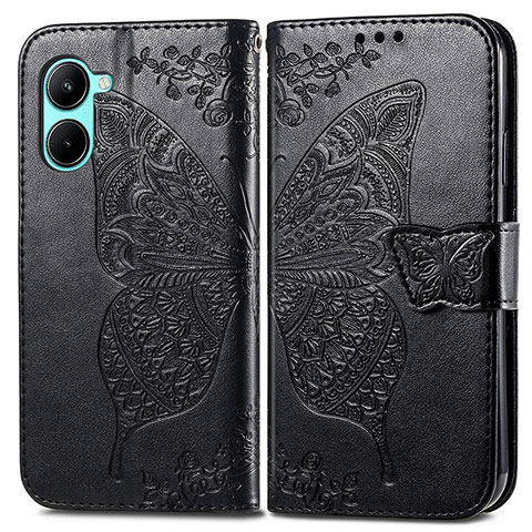 Funda de Cuero Cartera con Soporte Mariposa Carcasa para Realme C33 (2023) Negro