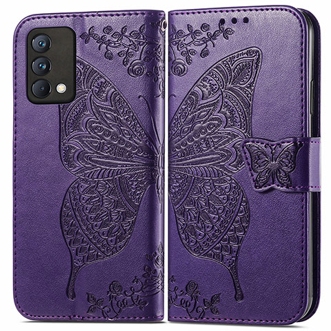 Funda de Cuero Cartera con Soporte Mariposa Carcasa para Realme GT Master 5G Morado