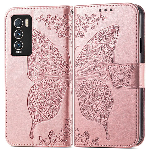 Funda de Cuero Cartera con Soporte Mariposa Carcasa para Realme GT Master Explorer 5G Oro Rosa