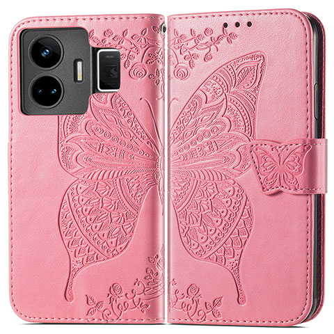 Funda de Cuero Cartera con Soporte Mariposa Carcasa para Realme GT Neo5 5G Rosa Roja