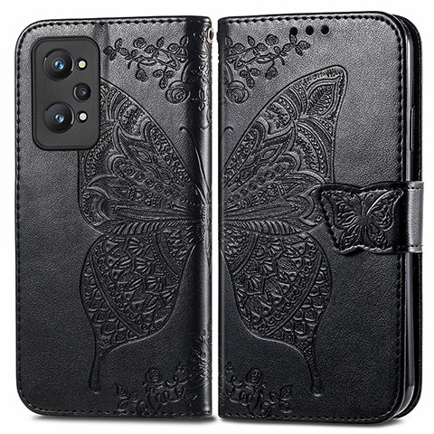 Funda de Cuero Cartera con Soporte Mariposa Carcasa para Realme GT2 5G Negro