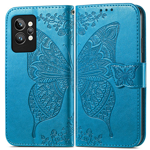 Funda de Cuero Cartera con Soporte Mariposa Carcasa para Realme GT2 Pro 5G Azul